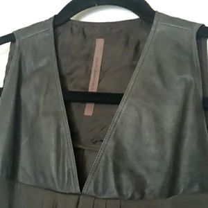Rick Owens  Lilies Dark Dust Leather Jersey Hi-Low Dress